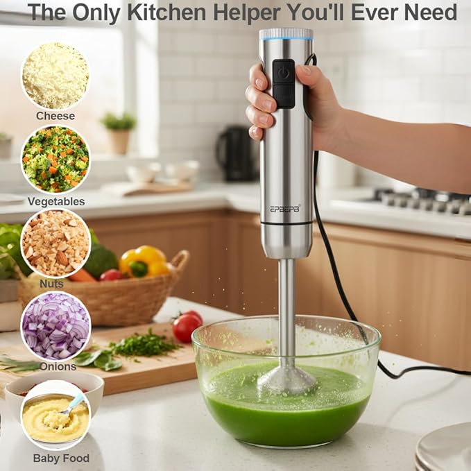 Handheld Immersion Blender Bundle, 1000W Powerful 11-in-1 Set