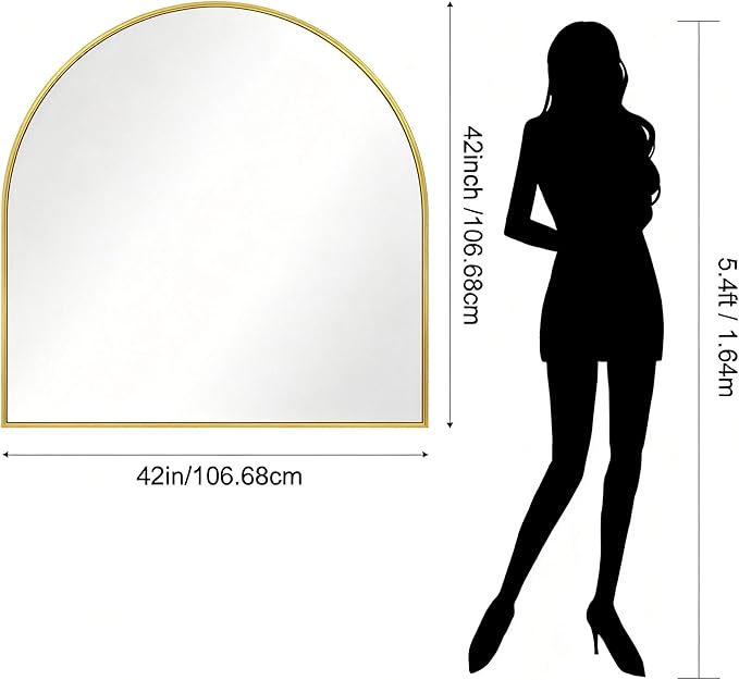 CIRCUMI Arched Wall Mirror, Metal Frame, Large Size