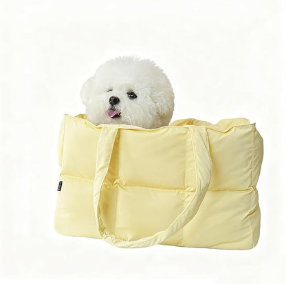 Small Dog Carrier Purse & Cat Tote Bag, Soft-Sided Handbag with Safety Strap, Breathable Mesh, Comfort Carry & Plush Cotton Interior, Lightweight Pet Travel Carrier for Daily Adventures (Yellow)