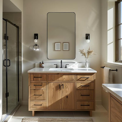 ANDY STAR 30”x48” Black Bathroom Mirror, Wall Mirror