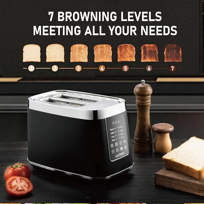 Smart Toaster Touchscreen, KETIAN Automatic Electric Digital Toaster 2 Slice