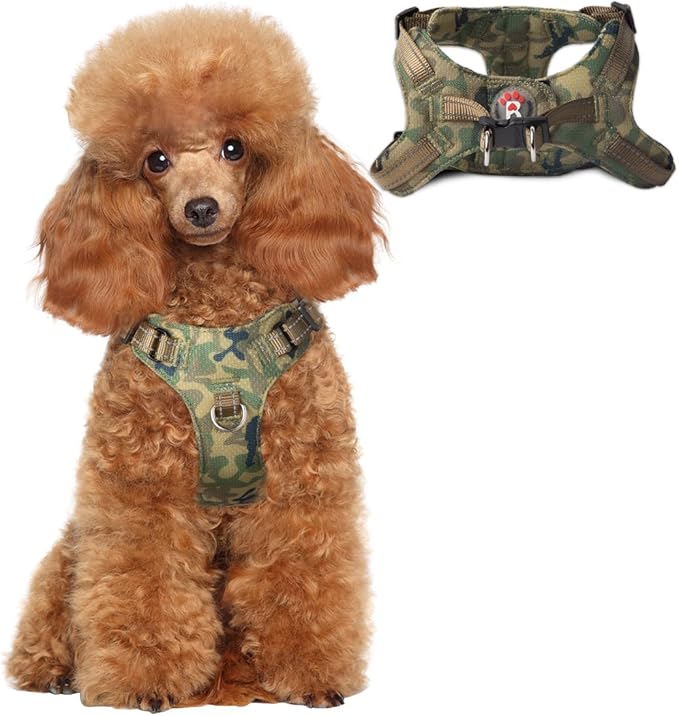 Dog Harness Step in Dog Vest Harness, Reflective Adjustable Puppy No Pull Harness Breathable Soft for Small and Medium Dogs Cats, Camo, XS