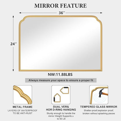 36X24 Inch Gold Bathroom Vanity Mirror