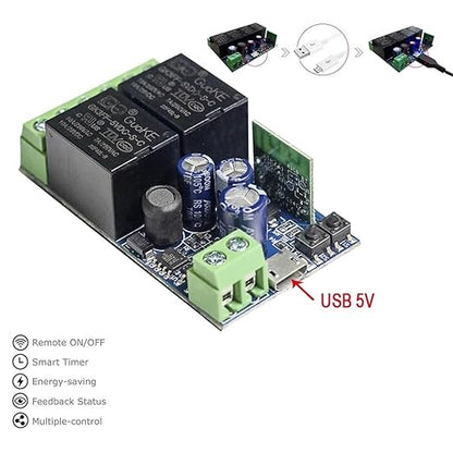 Ewelink WiFi Wireless Smart Relay Module USB 5v 2 Channel Momentary Toggle
