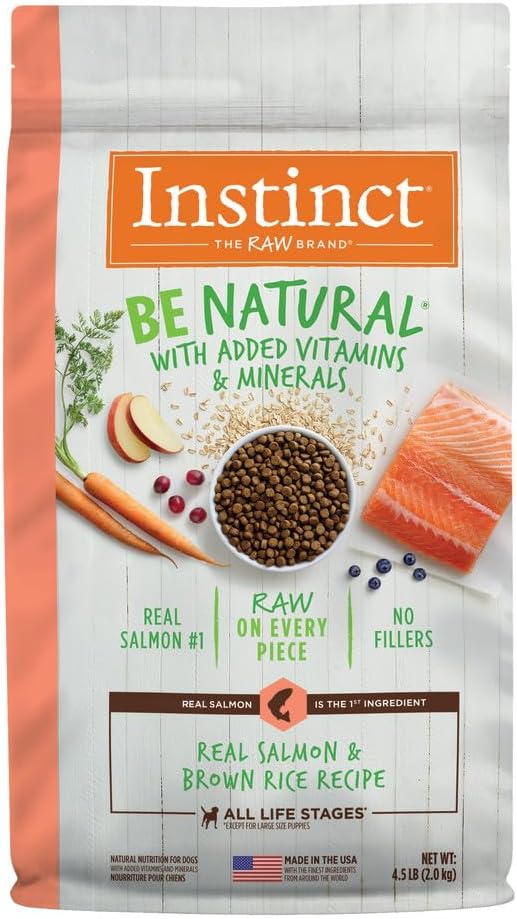 Instinct Be Natural, Natural Dry Dog Food, Raw Coated Kibble - Real Salmon & Brown Rice, 4.5 lb. Bag