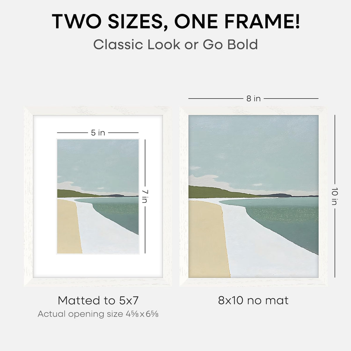 Homeforia 8x10 Picture Frame White, High End Oak 8 x 10 Wooden Frames with Mat 5 by 7 Print, 8x10 Wood Frame Matted to 5x7 inch Photo, 8by10 Wall or Tabletop Frames, Tempered Glass, Wall Kit, Set of 1