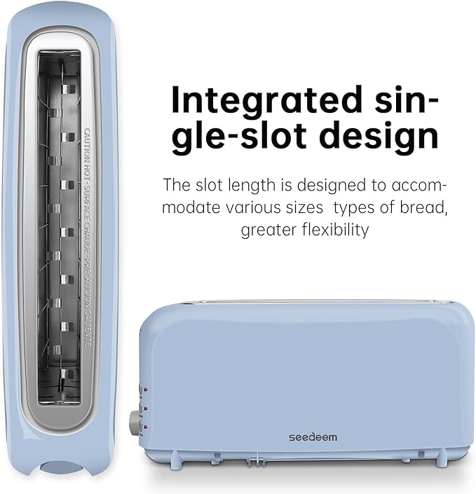 SEEDEEM 2 Slice Slim Toaster, Single 10" Long Slot Toaster Fits Bagels &