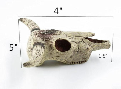 Leoyoubei Aquarium Decoration, Fish Tank Small Skull,Fish Turtle Hidden, Bonsai beautification. Cave Landscape Pet Reptile House Shrimps & Snails Love Them (Cattle Skull)