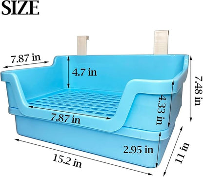 kathson Extra Large Rabbit Litter Box Trainer Rabbit Toilet Small Animal Potty Bunny Litter Pan Box for Adult Guinea Pig Rats Chinchilla Ferret Galesaur (Blue)