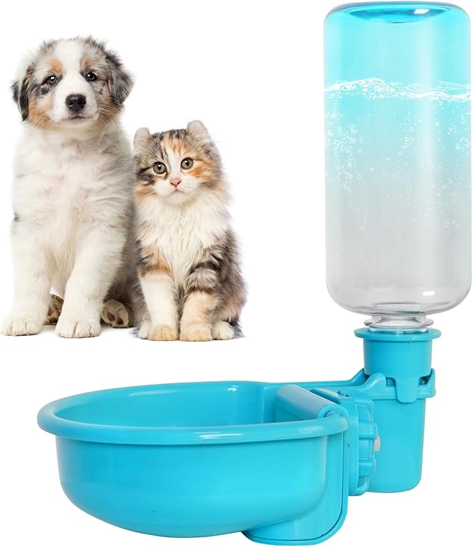VANNON 16oz Pet Water Bottle, Gravity Dog Water Bowl Dispenser for Cage, Anti-Overflow Water Dispenser for Small Dogs, Cats, Rabbits and Other Small Animals, BPA Free, Gradient Blue