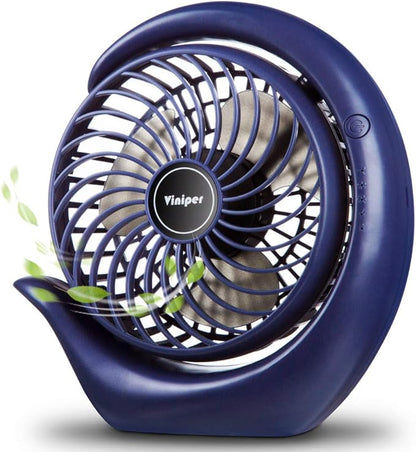 Viniper Portable Rechargeable Fan, Small Desk Fan : 3 Speeds & about 8-24 Hours