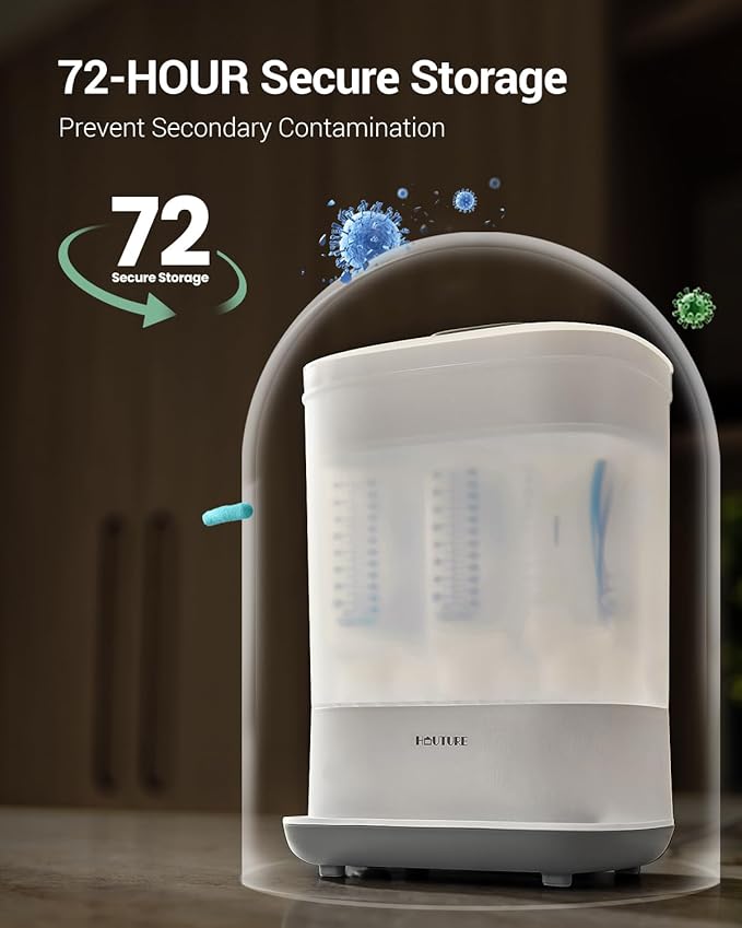 HAUTURE Bottle Sterilizer and Dryer, 6-in-1 Baby Bottle Sterilizer, 10 Bottles