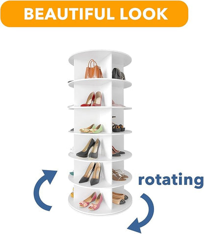 SpaceAid 6 Tier Rotating Shoe Rack Tower, Spinning Shoe Display Lazy Susan