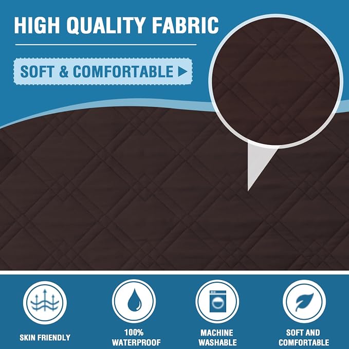 H.VERSAILTEX Loveseat Covers for 2 Cushion Couch Sofa Cover for Dogs 100% Waterproof Furniture Protector Cover with Elastic Straps for Pet Cat(Loveseat, Brown)