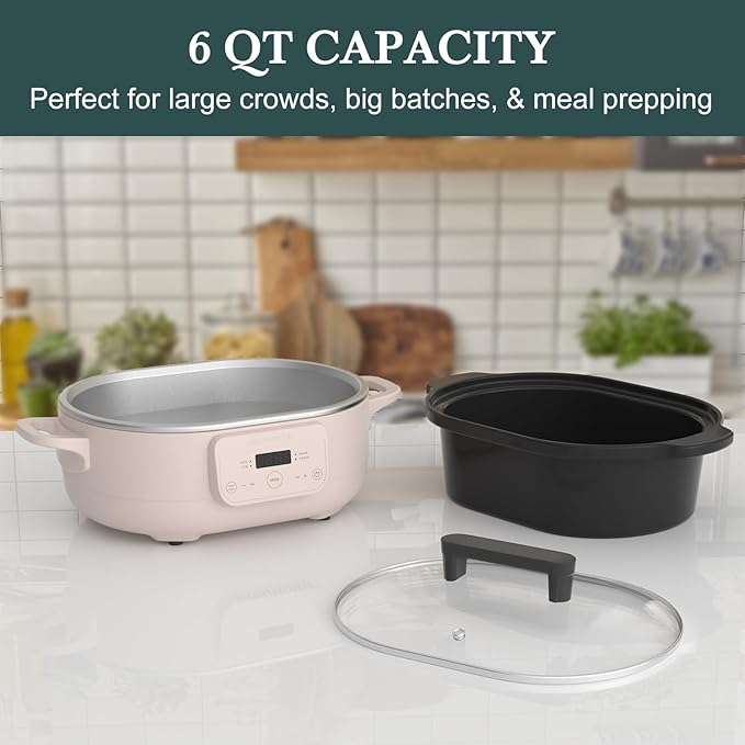 MAGNIFIQUE 6 Quart Programmable Slow Cooker Removable Healthy Nonstick Pot