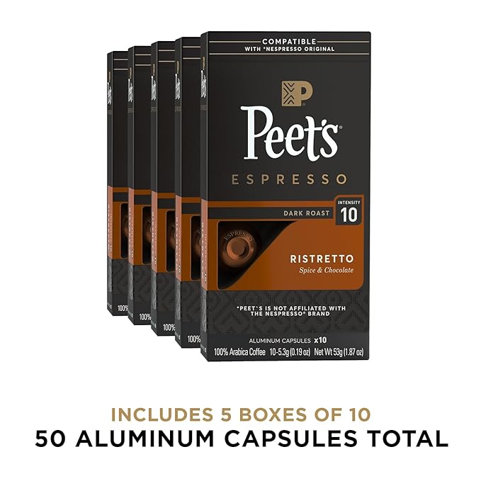 Peet's Coffee, Dark Roast Espresso Capsules, Compatible