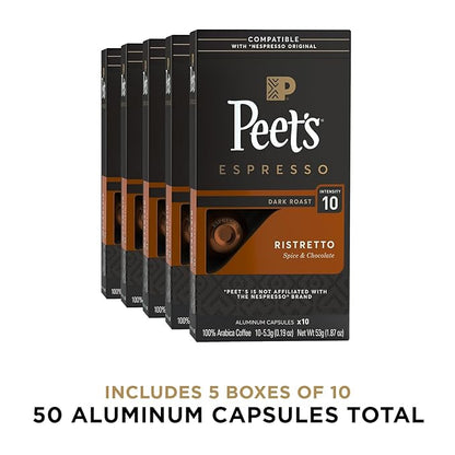 Peet's Coffee, Dark Roast Espresso Capsules, Compatible