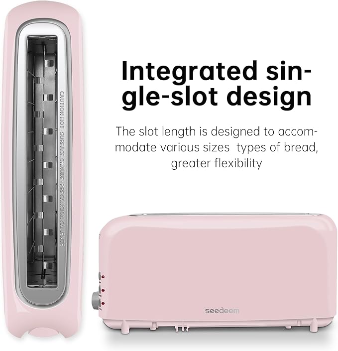 SEEDEEM 2 Slice Slim Toaster, Single 10" Long Slot Toaster Fits Bagels &
