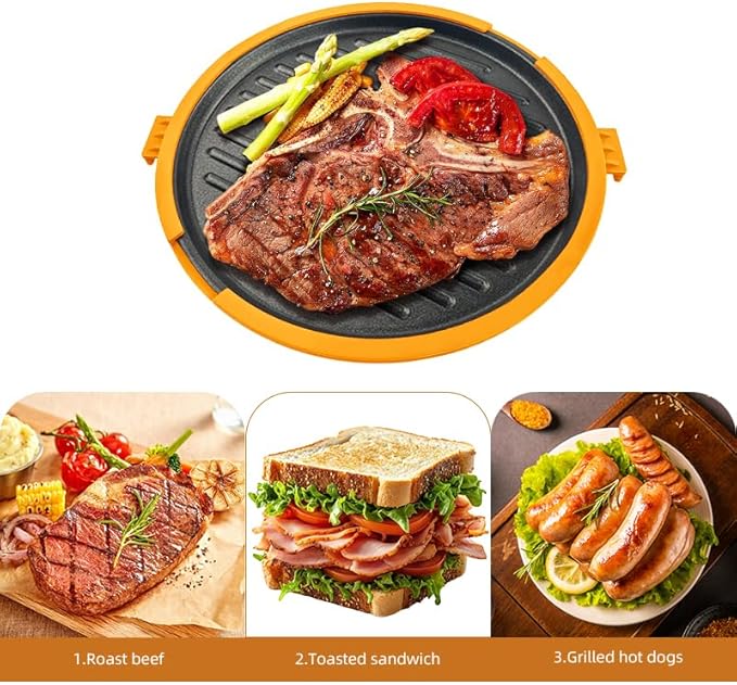9.5inch 5-in-1 Microwave Grill Pan, Grilled Cheese, Large Toastie Sandwich Maker