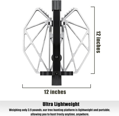 LUCKY CLOVER Saddle Hunting Platform: Cast Aluminum Tree Saddle Platform, Lightweight Hunting Saddle Platform, Fully Adjustable Reliable Silent 12''X12'' Hunting Platform, Saddle Hunting Accessories
