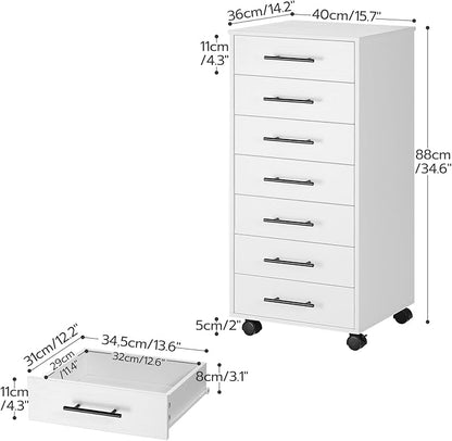 HOOBRO 7-Drawer File Cabinet, Wooden Office Cabinet