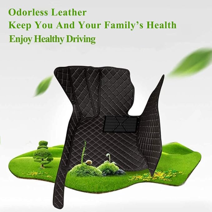 Custom Text + Image Car Mats, One-of-a-Kind Personalized Leather Floor Liners, All-Weather Full Set for Sedan SUV Truck Van(Purple)