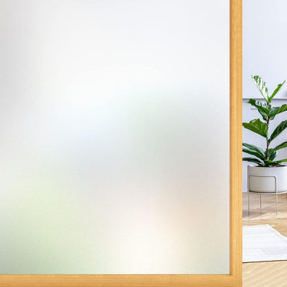 rabbitgoo Window Privacy Film, Frosted Glass Window Clings, Static Cling UV Heat Blocking Door Stickers for Home Bathroom, Removable Indoor Decal Coverings Day and Night, Pure, 17.5 x 157 Inches