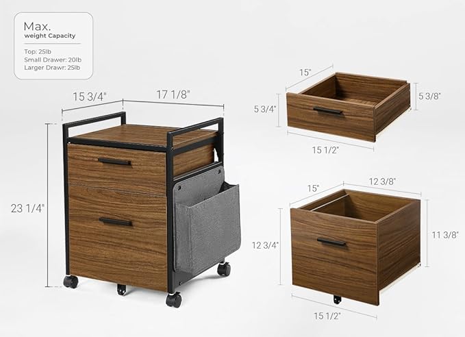 EUREKA ERGONOMIC 2-Drawer Mobile File Cabinet