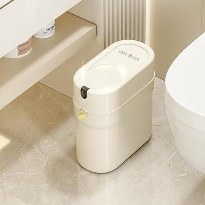 MRBIN Slim Pull Out Automatic Bagging Bathroom Trash Can, 10L/2.6gal Touchless