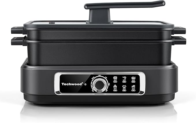 Electric Skillet, Techwood 7.5-Quart 2-in-1 Versatile Multi-Cooker