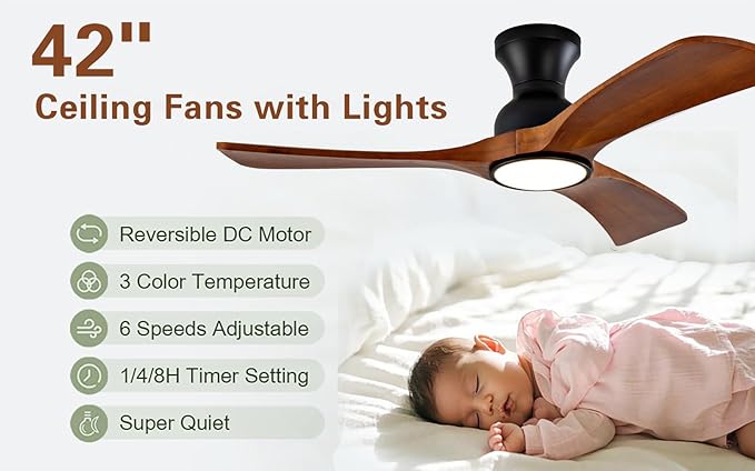 Gaizw 42 Inch Low Profile Ceiling Fans