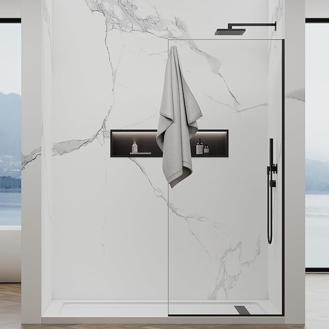 Shower Screen, 3/8" Tempered Glass, Shower Wall Panels, Fix Shower Glass Screen
