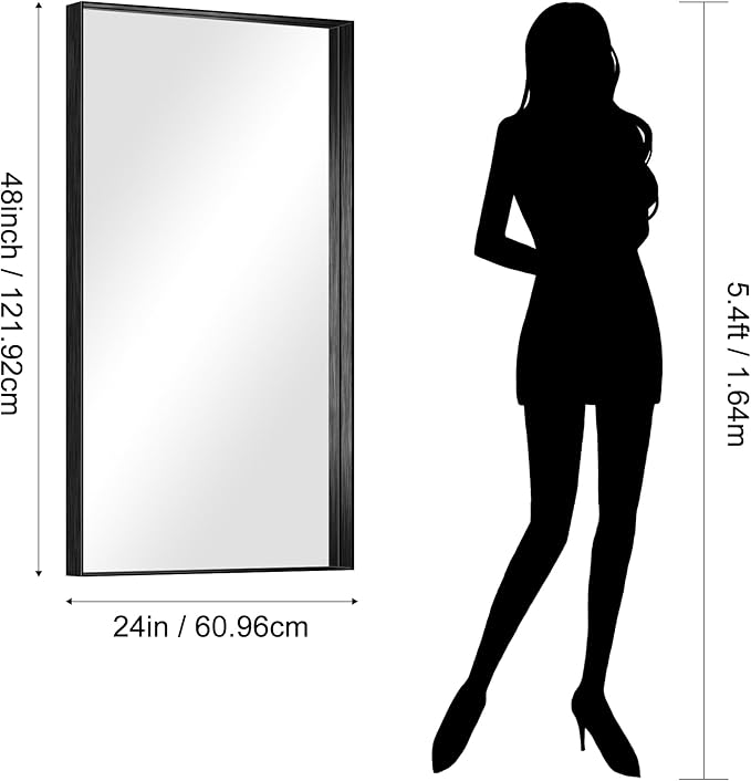 CIRCUMI Black Bathroom Mirror, Brushed Finish, Tempered Glass, Large Mirror