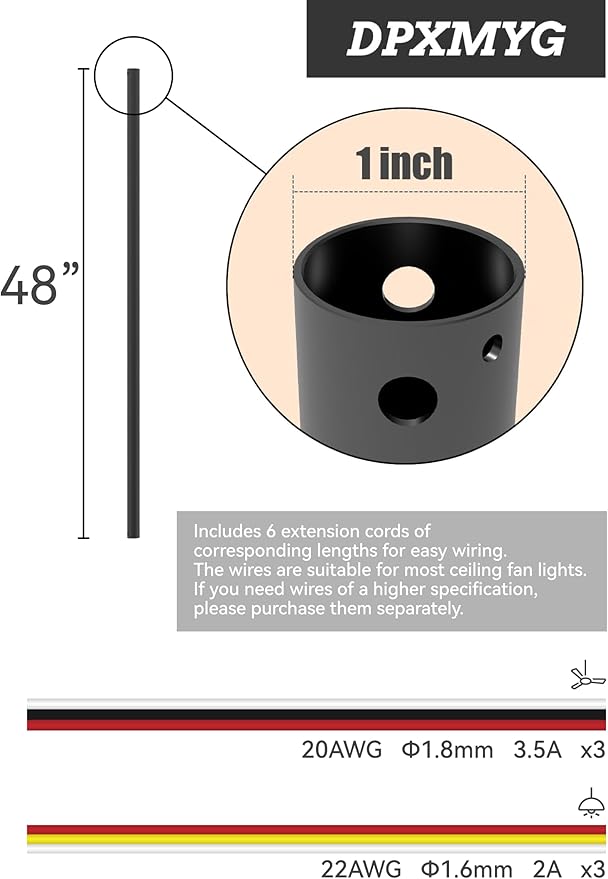 DPXMYG 48 inch Ceiling Fan Downrod