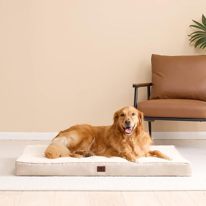 EHEYCIGA Orthopedic Dog Bed Large with Removable Washable Cover, 41IN Camel | Egg Crate Foam Support, Durable Oxford fabric, Non-Slip Bottom, Machine Washable, Soft Waterproof Plush Pet Bed Mat For Crate