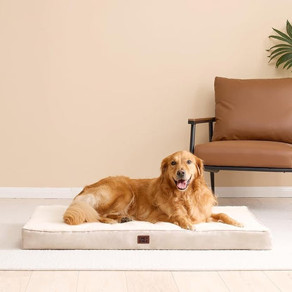 EHEYCIGA Orthopedic Dog Bed Large with Removable Washable Cover, 36IN Camel | Egg Crate Foam Support, Durable Oxford fabric, Non-Slip Bottom, Machine Washable, Soft Waterproof Plush Pet Bed Mat For Crate