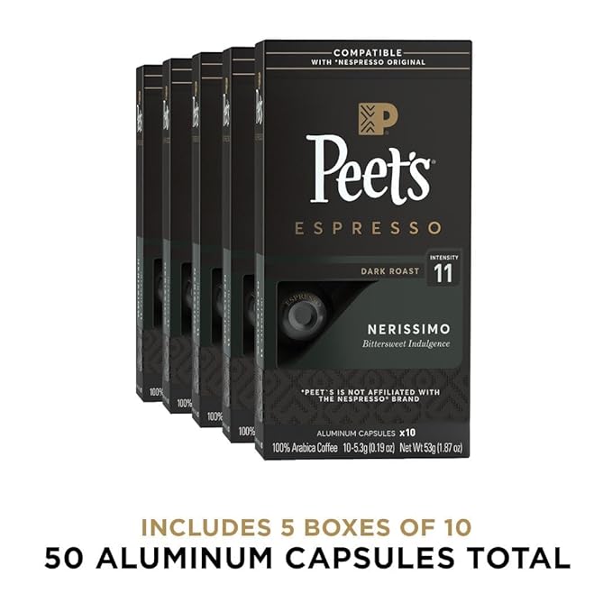 Peet's Coffee, Dark Roast Espresso Capsules, Compatible