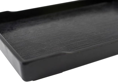 OMEM Reptile Bowl Large Food and Water Dish Enough Space Also Fit for Bath Simulated Wood Grain Surface (M, Black)