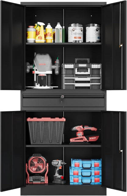 71" Metal Cabinet-Black Heavy Duty Storage File Cabinet Steel Tool Cabinets