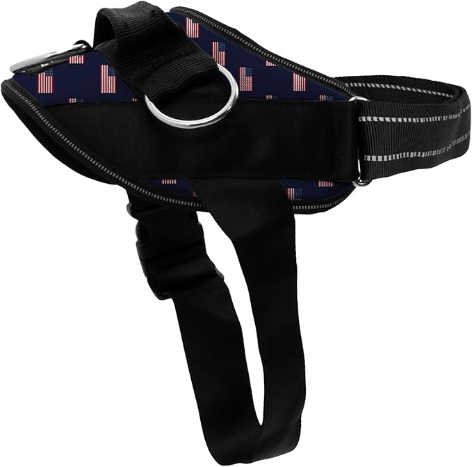 ShawnCo Essential Dog Harness, No-Pull Pet Vest (USA Flag,XL) | 3 Leash Clips, Easy On, No-Choke, Reflective, Adjustable Fit, Padded Comfort, Control Handle, For Small, Medium & Large Dogs