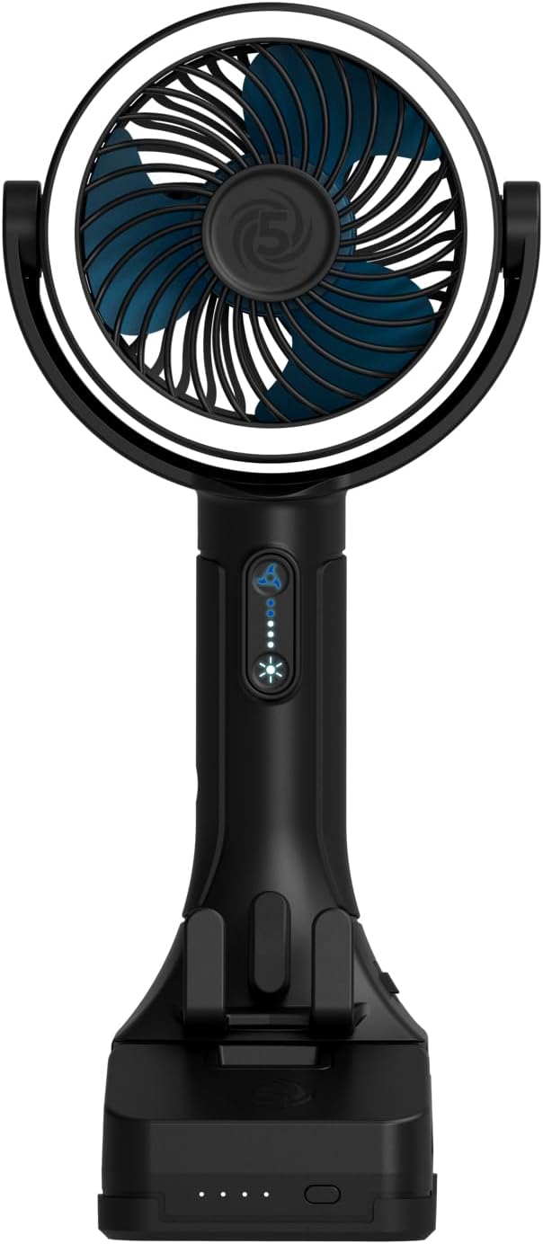 CANE5 AirLux Pro, Portable Fan, 180-Degree Tilt Head, 5 Speeds, 18MPH Wind