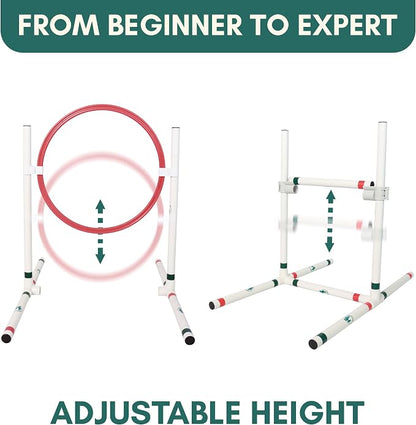 ALBERT & MIA Catgility™ Cat Agility Equipment, Hurdles, Poles, Hoop & Tunnel | Indoor obstacle course training for kittens and small dogs, jumping exercise and enrichment, clicker trainer guide included