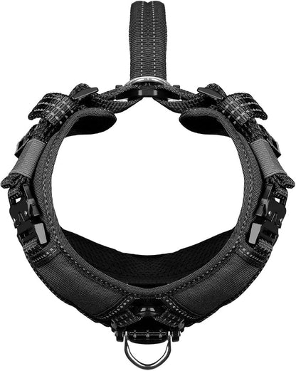 ICEFANG Dog Halter Harness with Metal Buckles,Dog Strap Vest for Small Dogs | Control Handle,Summer-Cooling,Reflective,Front Hook,Adjustable,Soft Padded,No Pull,Black,Small