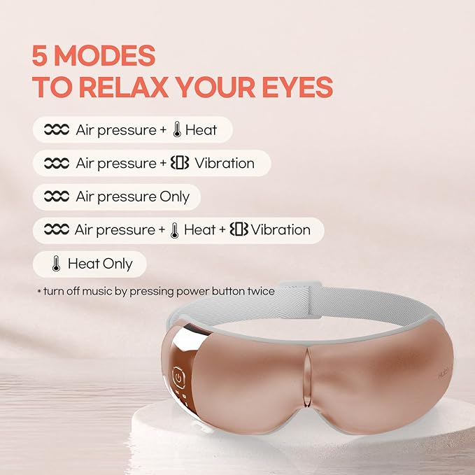 HubiCare Eye Massager with Heat, and Music Helps Relieve Strain, Dark Circles