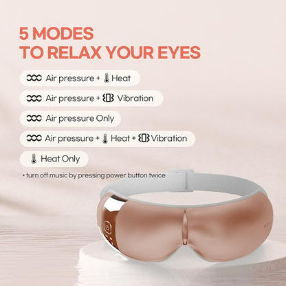 HubiCare Eye Massager with Heat, and Music Helps Relieve Strain, Dark Circles