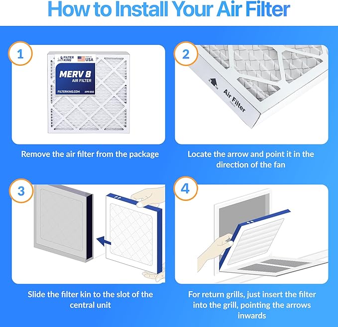 Filter King 5.5x39.5x1 Air Filter | 4-PACK | MERV 8 HVAC Pleated A/C Furnace