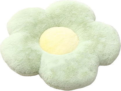 YILANLAN Cute Flower Cushion Plush Floor Pillow Casual Comfortable Pillow Office Living Room Bed Decoration Cushion Simple Room Decoration (40cm, Green)