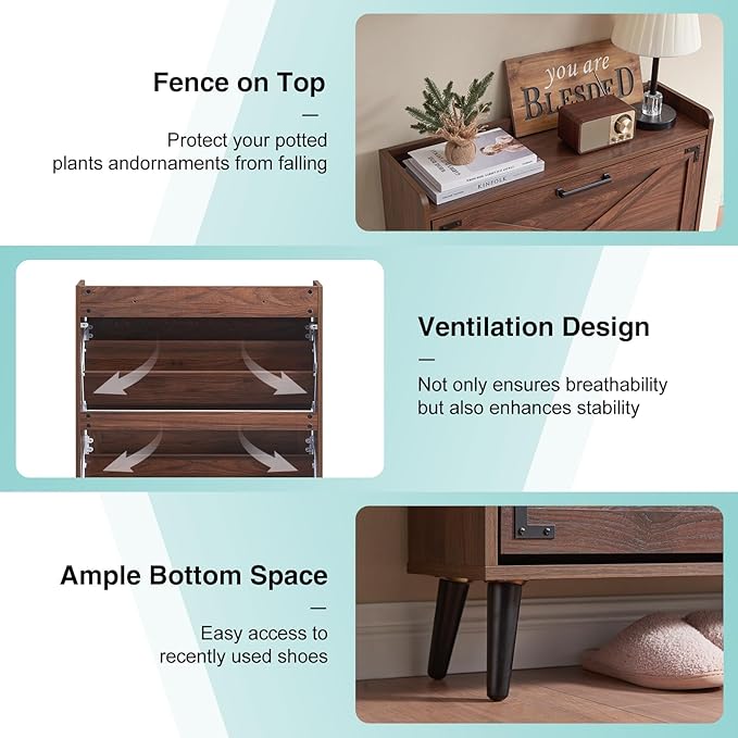 Shoe Storage Cabinet, Farmhouse Shoe Organizer