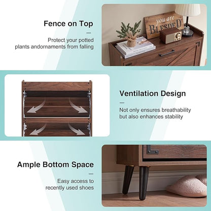 Shoe Storage Cabinet, Farmhouse Shoe Organizer
