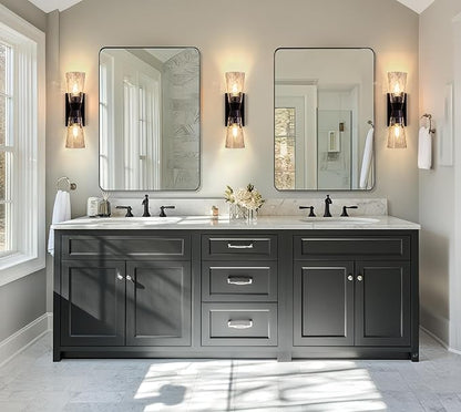 ANDY STAR Wall Mirror for Bathroom, Modern Rounded Rectangle Metal Frame Mirror